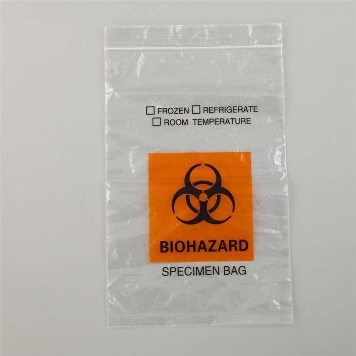 Makmal Plastik Perubatan 6*9 Inci Boleh Pakai Autoklaf Biohazard Pengangkutan Zip Sampel Beg Spesimen Dengan Puch